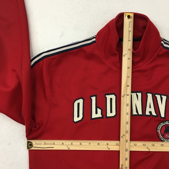 Vintage Old Navy Y2K Red Track Jacket Barcelona Athletic Club Mens Size L Zip Up - Picture 6 of 7
